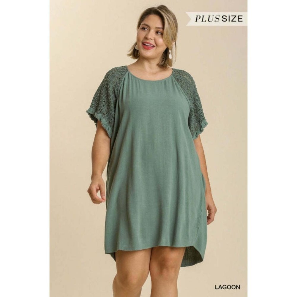 Umgee-1x Crochet Short Sleeve Dress